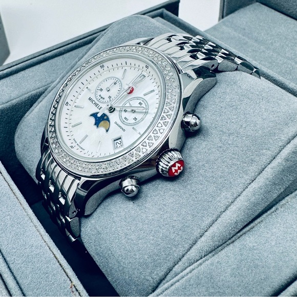 RARE MICHELE MOON PHASE JETWAY WATCH - Picture 4 of 10